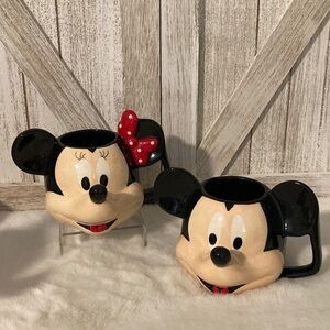 Disney Mickey & Minnie Mouse Head Mugs